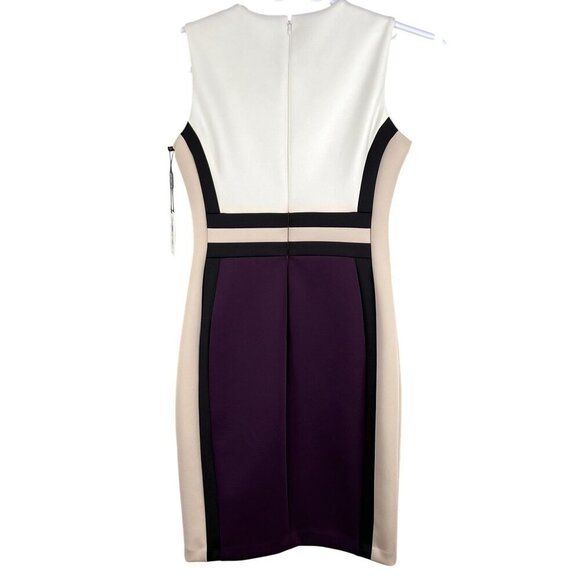 Calvin Klein NWT Womens 4 Colorblock Sleeveless Sheath Dress Purple Career Wear - Picture 3 of 16